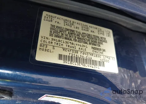 2008 Nissan Versa 1.8S from USA, damaged, VIN 3N1BC13E98L446341
